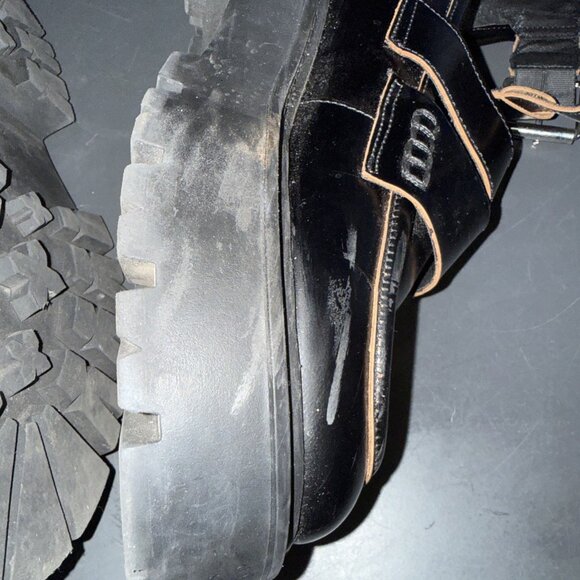 Steve Madden Rogue Black Ankle Bootie Women's 7.5 Platform Biker Buckle Up - Picture 8 of 16